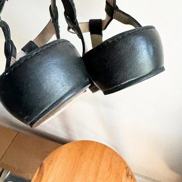 Elizabeth and James Black Leather Strappy Sandals 36.5 - Picture 5 of 9